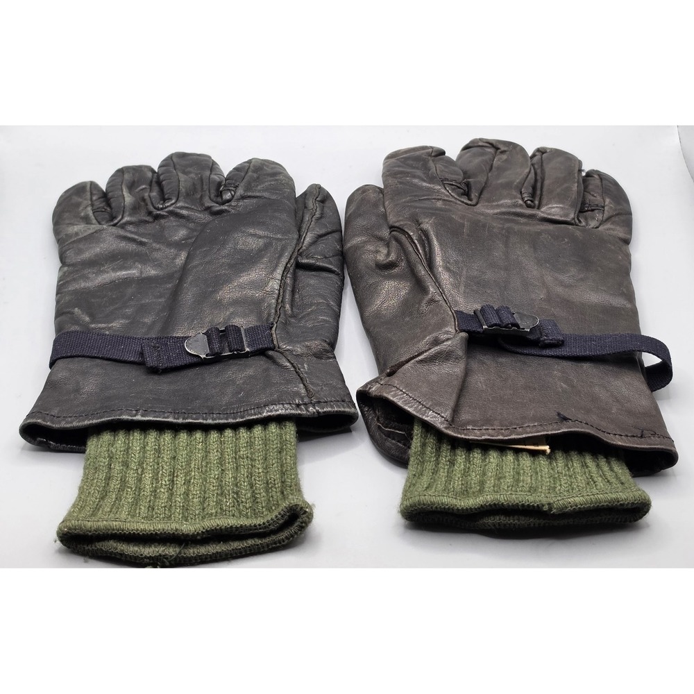 Vintage US Military M-1949 Cattlehide Leather Gloves Wool Liners Size 4...